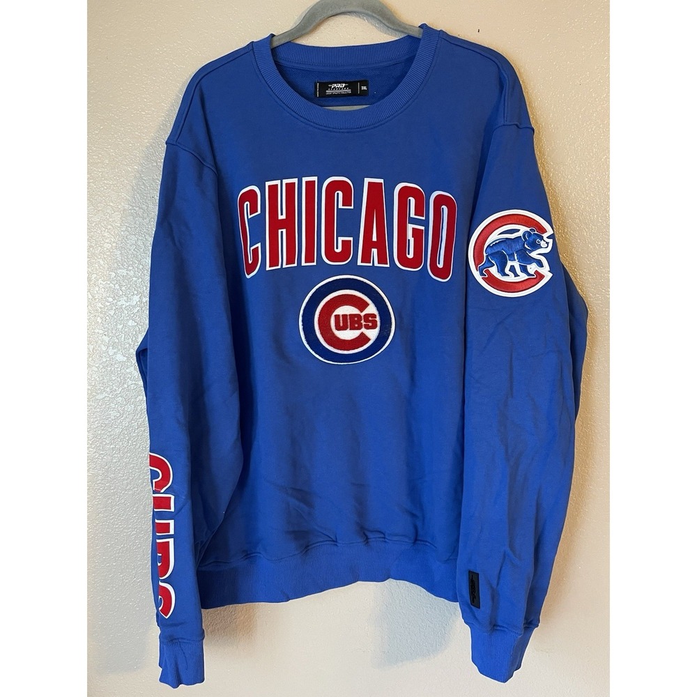 Men's 3XL NWOT Chicago Cubs Pro Standard Stacked Logo Pullover‎ Sweatshirt Blue